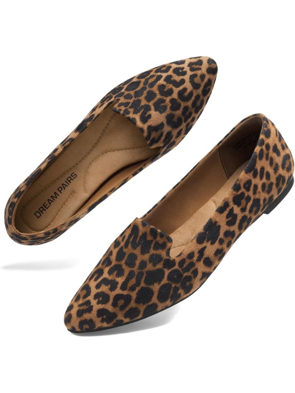 Womens Leopard Comfortable Pointed Toe Business Dressy Slip-On Loafer Flat Shoes